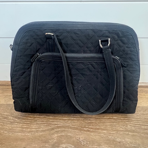 Vera Bradley Black Quilted Commuter Bag, travel laptop bag - Picture 1 of 11